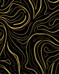 Abstract Swirls Black Golden Design Rug