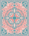 Coral Teal Floral Mandala Design Rug