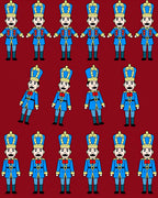 Blue Uniformed Soldiers Repeating Pattern Rug