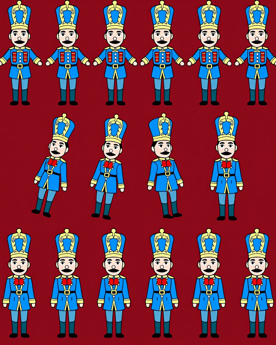 Blue Uniformed Soldiers Repeating Pattern Rug