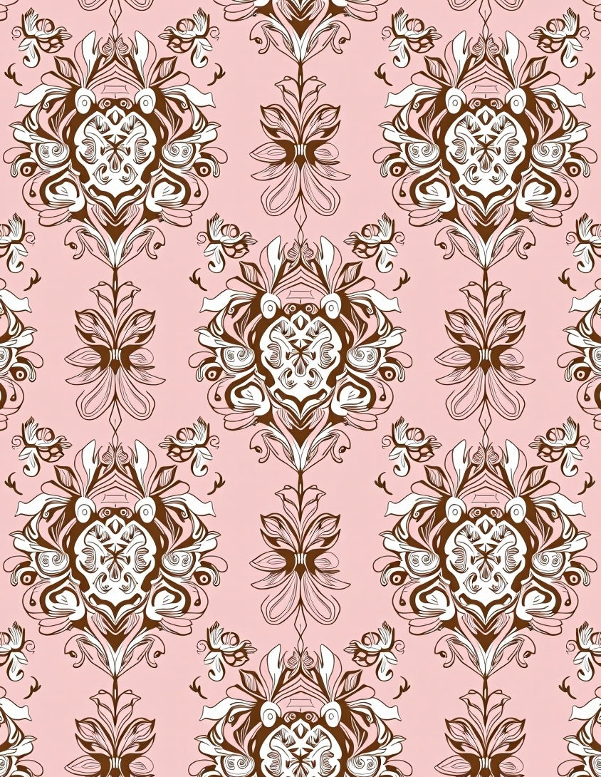 Ornate Floral Swirl Pink Pattern Rug