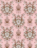 Ornate Floral Swirl Pink Pattern Rug