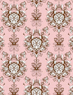 Ornate Floral Swirl Pink Pattern Rug