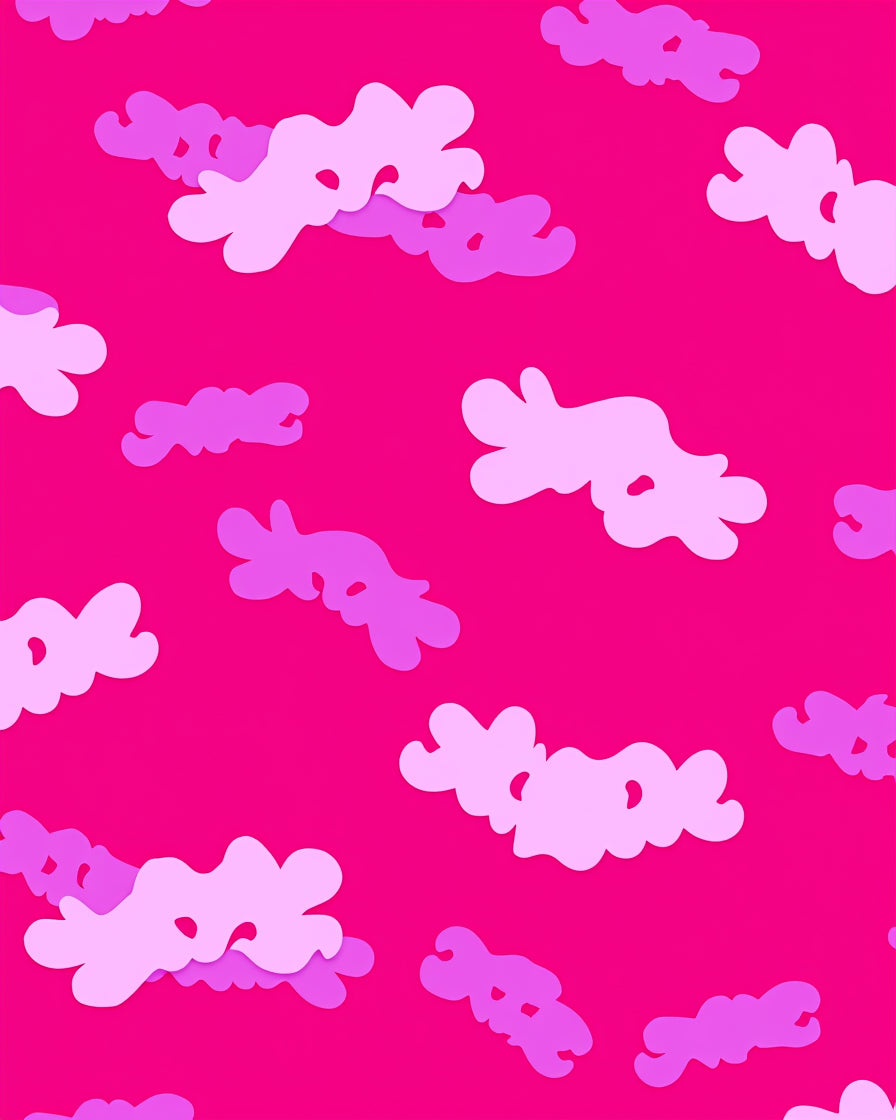 Playful Pink Cloud Pattern Rug