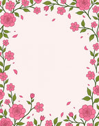 Floral Vine Blooming Pink Flowers Rug