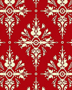 Classic Red Cream Floral Damask Rug