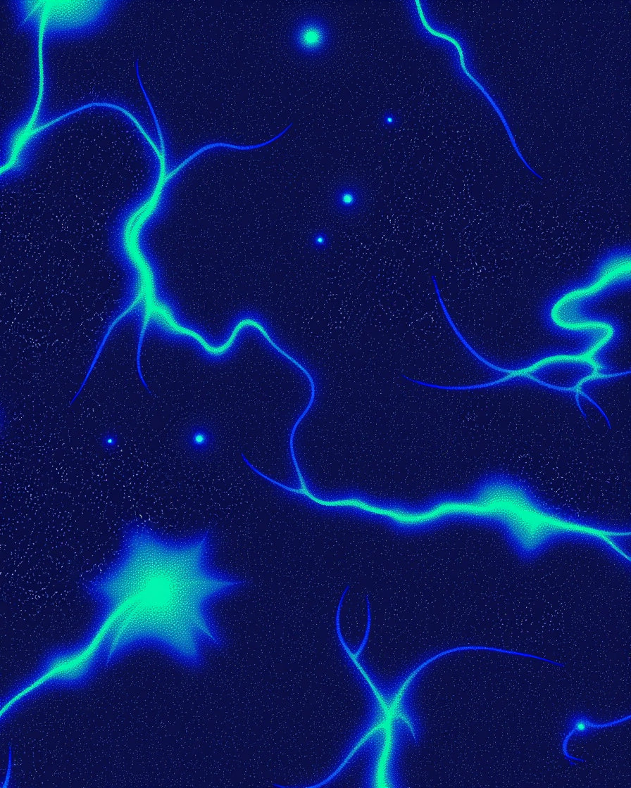 Electric Blue Lightning Swirl Rug