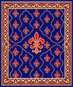Royal Blue Fleur-de-lis Pattern Rug