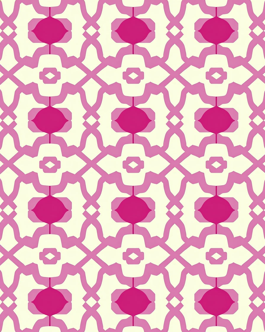 Bold Geometric Pink Mandala Pattern Rug