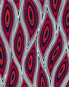 Abstract Red White Blue Swirl Pattern Rug