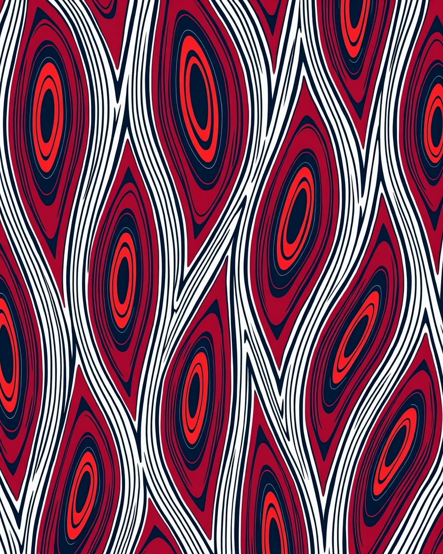 Abstract Red White Blue Swirl Pattern Rug