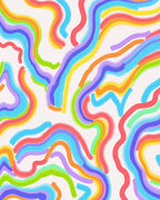 Colorful Swirling Abstract Wave Pattern Rug