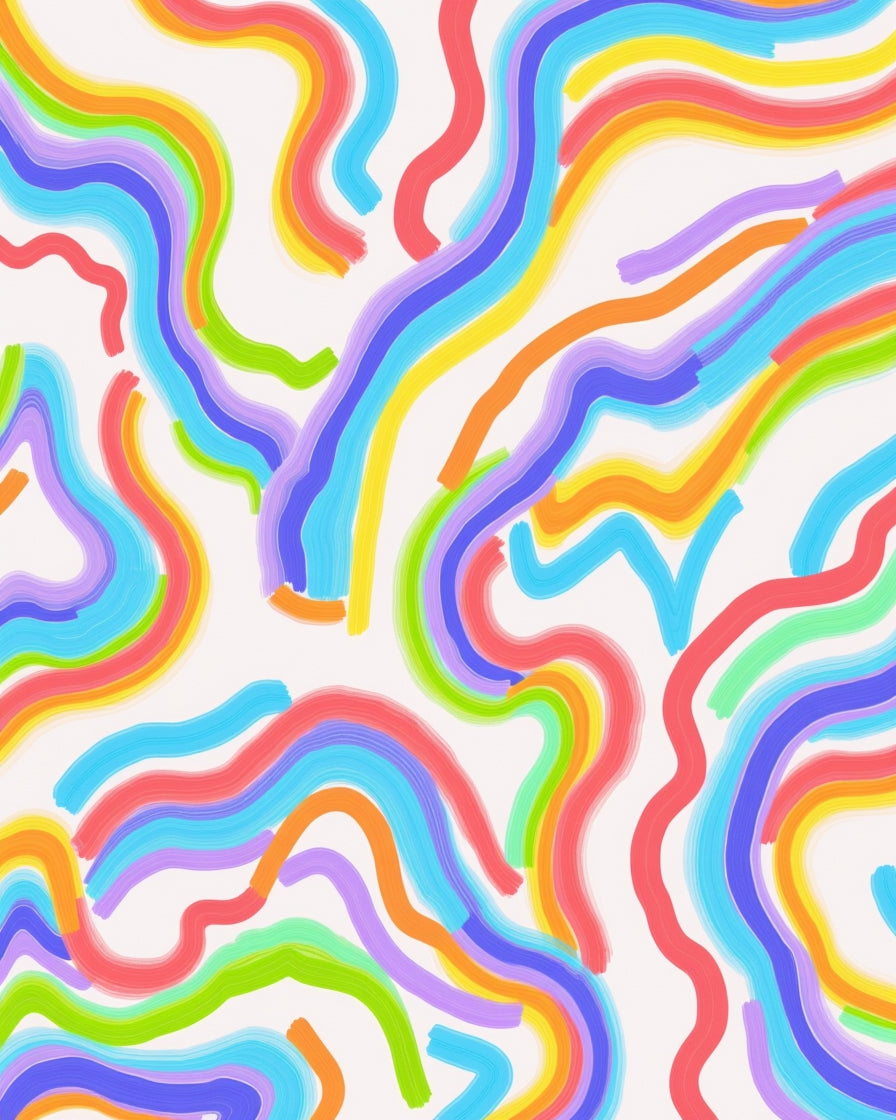 Colorful Swirling Abstract Wave Pattern Rug