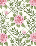 Charming Pink Rose Garden Trellis Rug