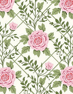 Charming Pink Rose Garden Trellis Rug