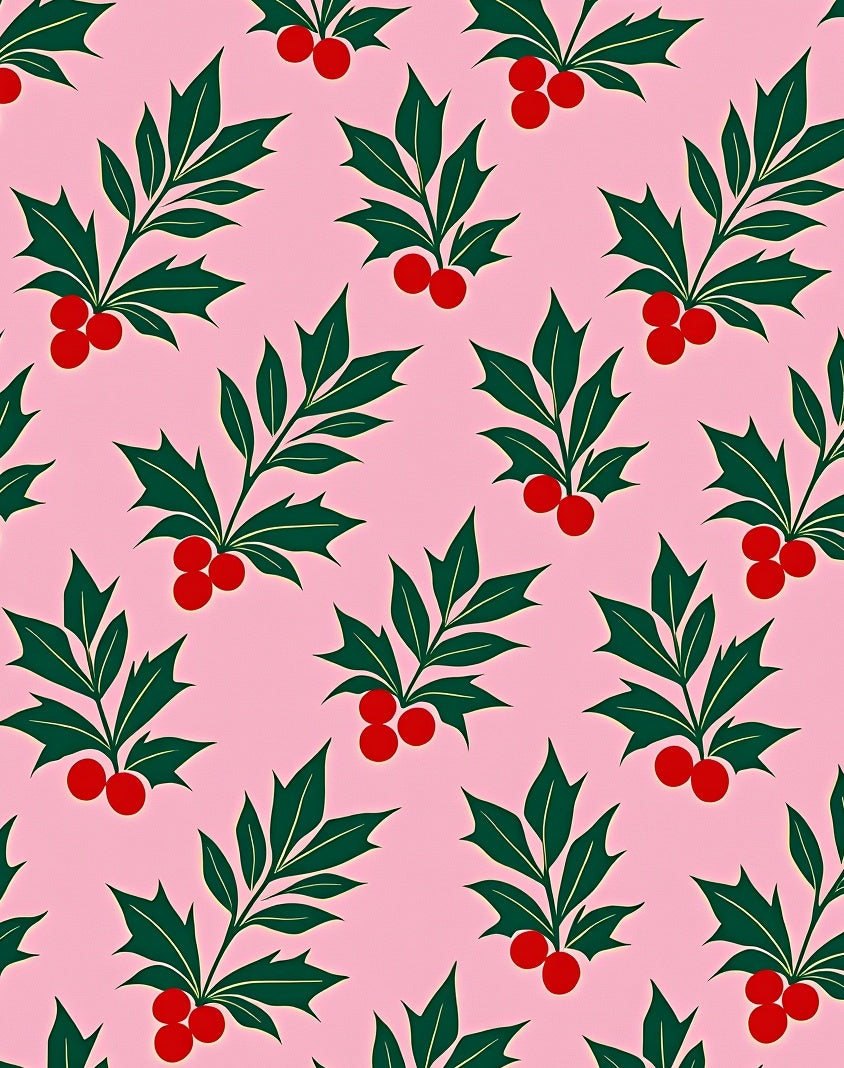 Pink Holly Berry Foliage Rug
