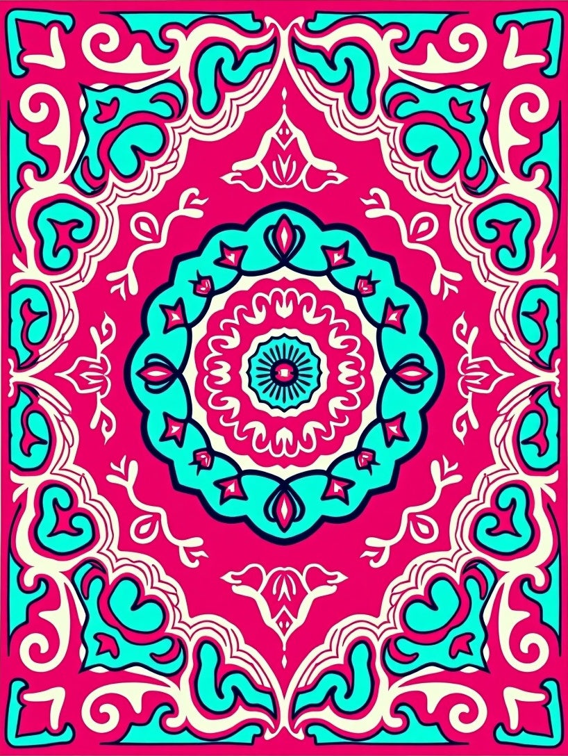 Bold Indian Inspired Floral Design Rug