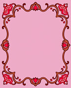 Red Floral Vines Decorative Frame Rug