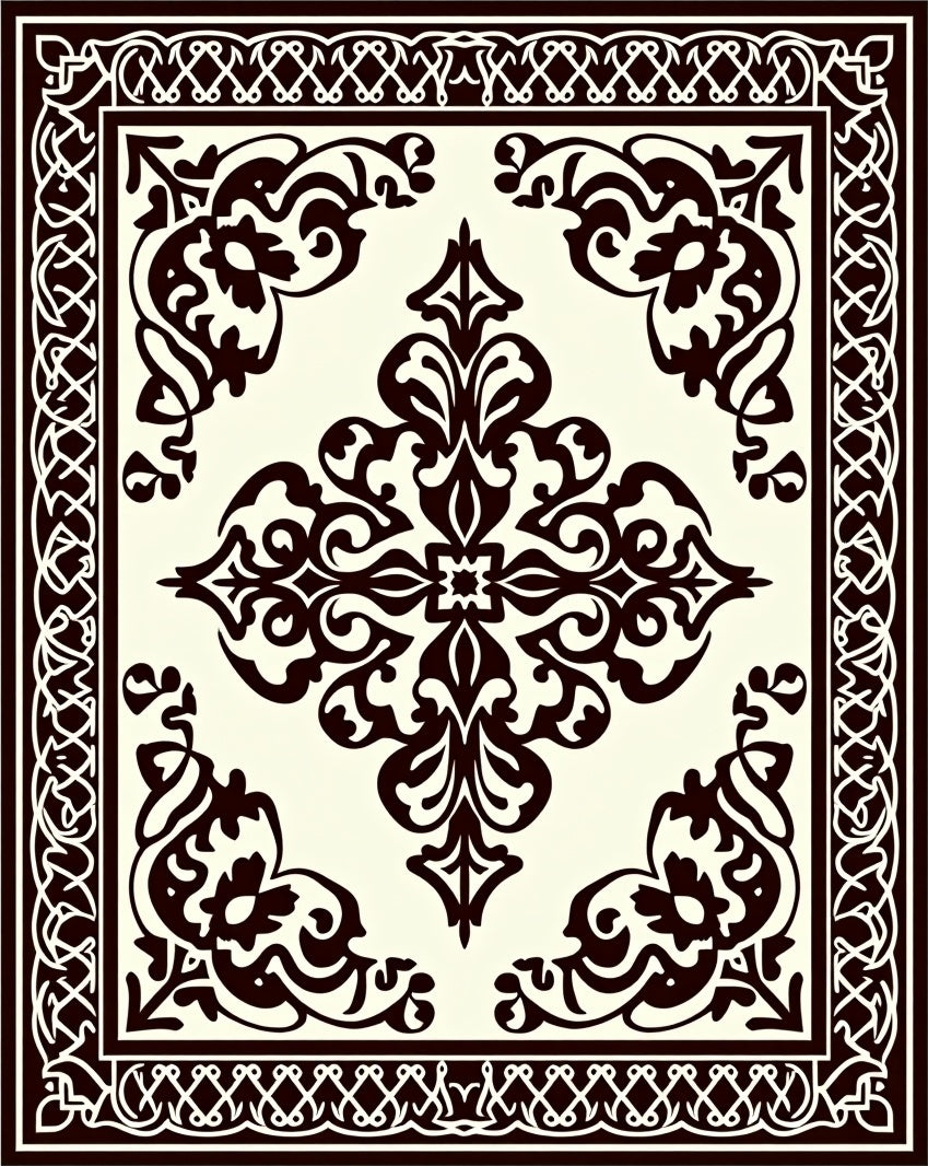 Intricate Swirls Central Motif Rug