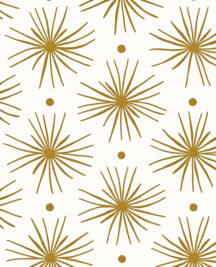 Gold Starburst With Dots Pattern Rug
