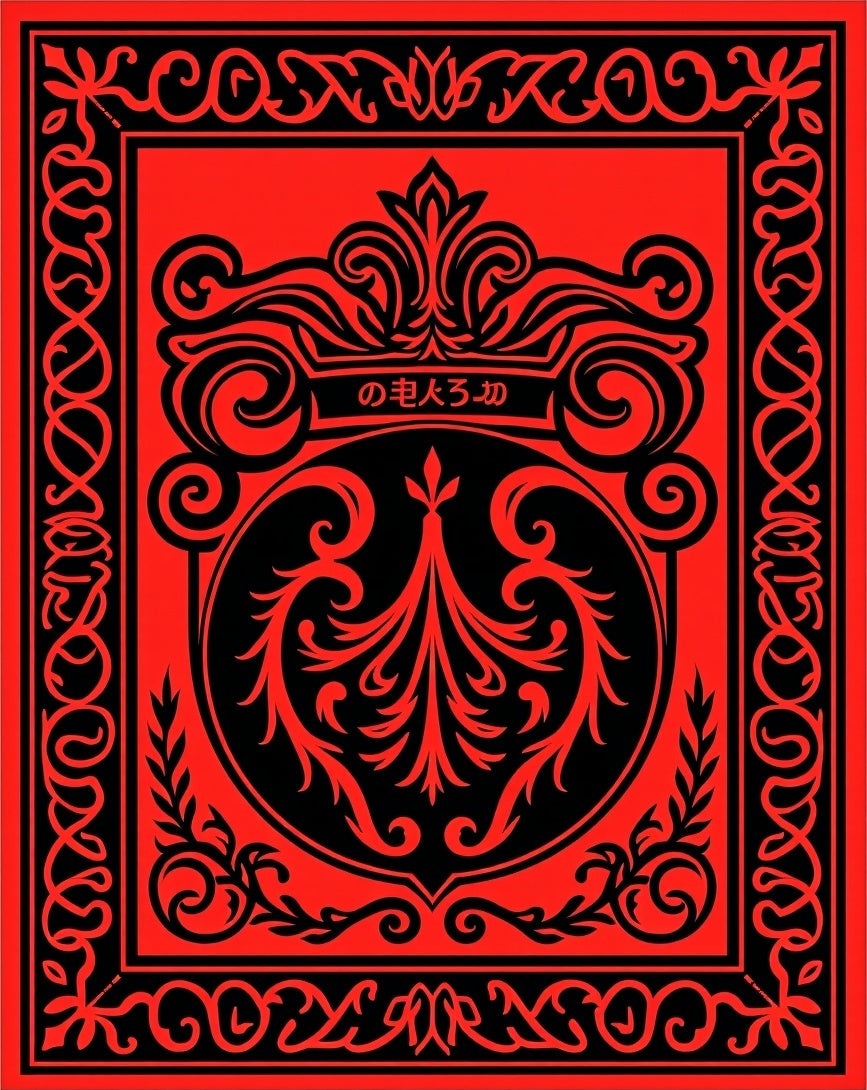 Red and Black Flourish Pattern Rug