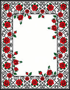 Red Rose Patterned Classic Vine Rug