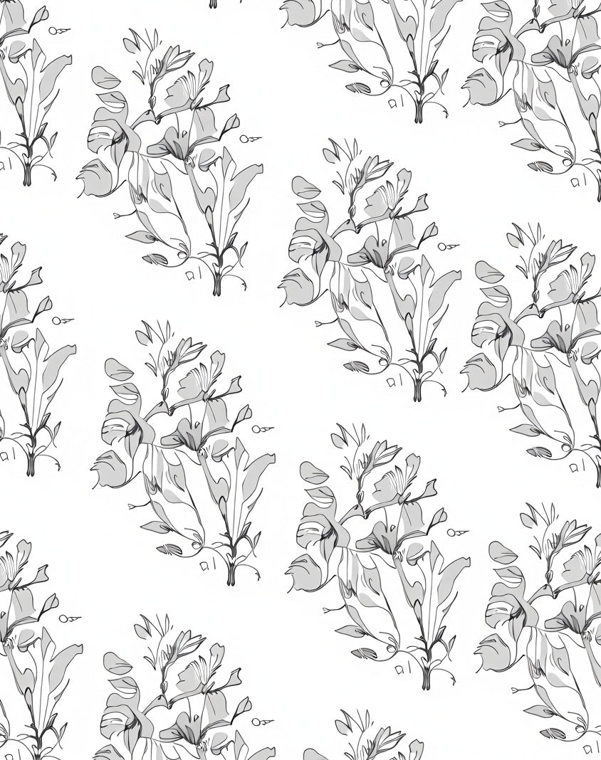 Delicate Floral Sketch Pattern Rug