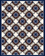 Geometric Lattice Indigo Burgundy Design Rug