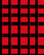 Bold Red Black Plaid Design Rug