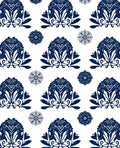 Classic Blue Floral Damask Pattern Rug