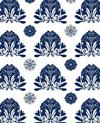 Classic Blue Floral Damask Pattern Rug