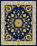 Ornate Floral Sunburst Pattern Rug