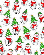 Joyful Snowmen Red Scarf Christmas Trees Rug