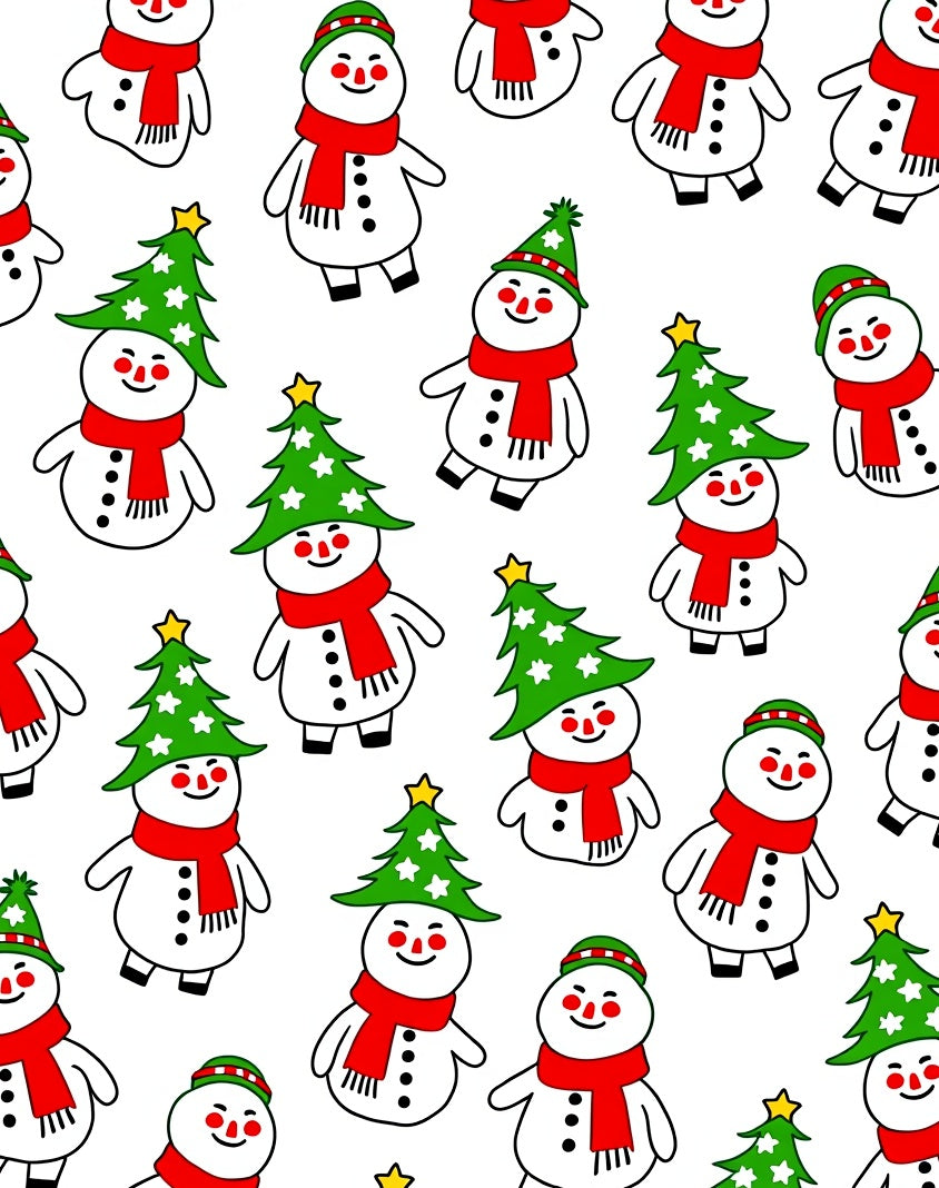 Joyful Snowmen Red Scarf Christmas Trees Rug