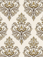 Classic Damask Floral Scrollwork Pattern Rug