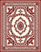 Ornate Scrollwork Floral Motif Rug