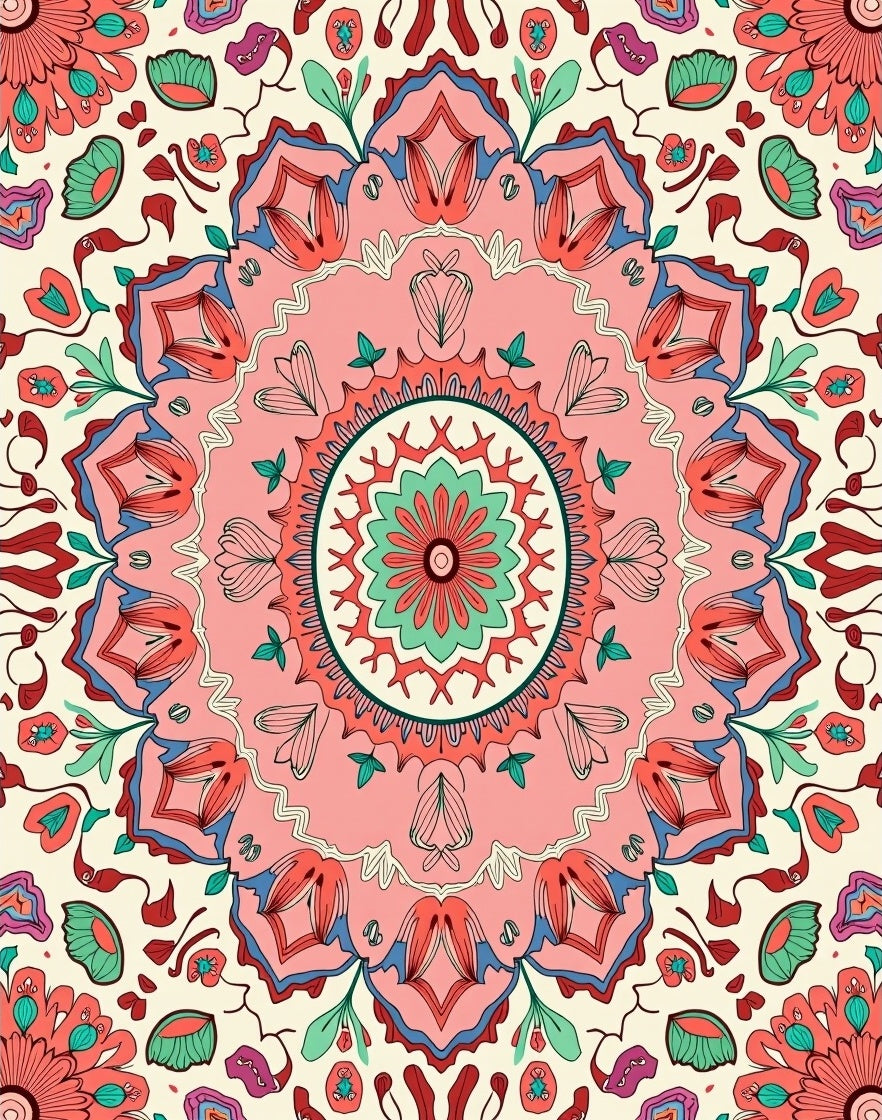 Bold Mandala Floral Pattern Rug