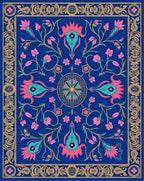 Vibrant Floral Vines Border Design Rug