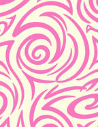 Swirl Pattern Pink Abstract Design Rug