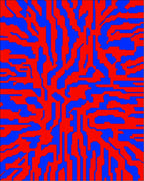 Red Blue Abstract Organic Pattern Rug