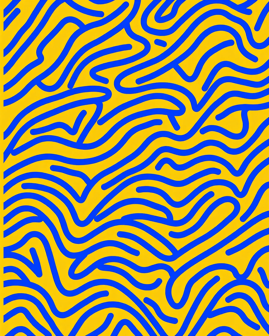 Abstract Blue Yellow Wavy Lines Rug