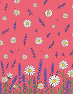 Pink Daisy Lavender Floral Pattern Rug