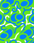 Vibrant Blue White Swirls Pattern Rug