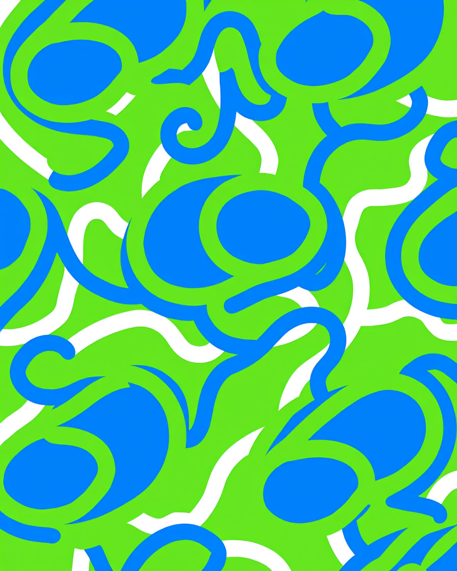 Vibrant Blue White Swirls Pattern Rug