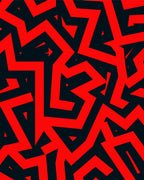Bold Red Abstract Geometric Pattern Rug