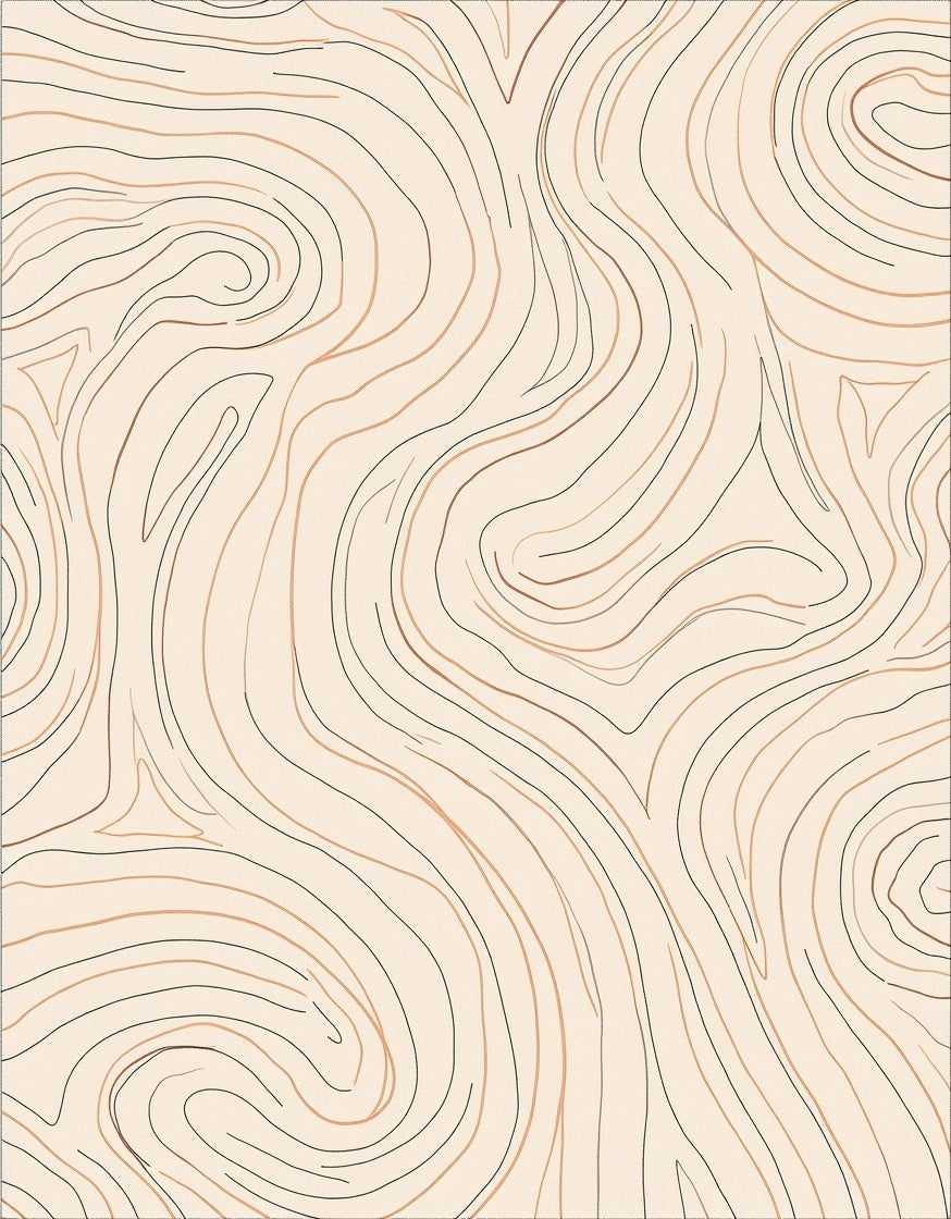 Abstract Swirls Beige Brown Lines Rug