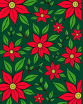 Vibrant Red Floral Green Background Rug