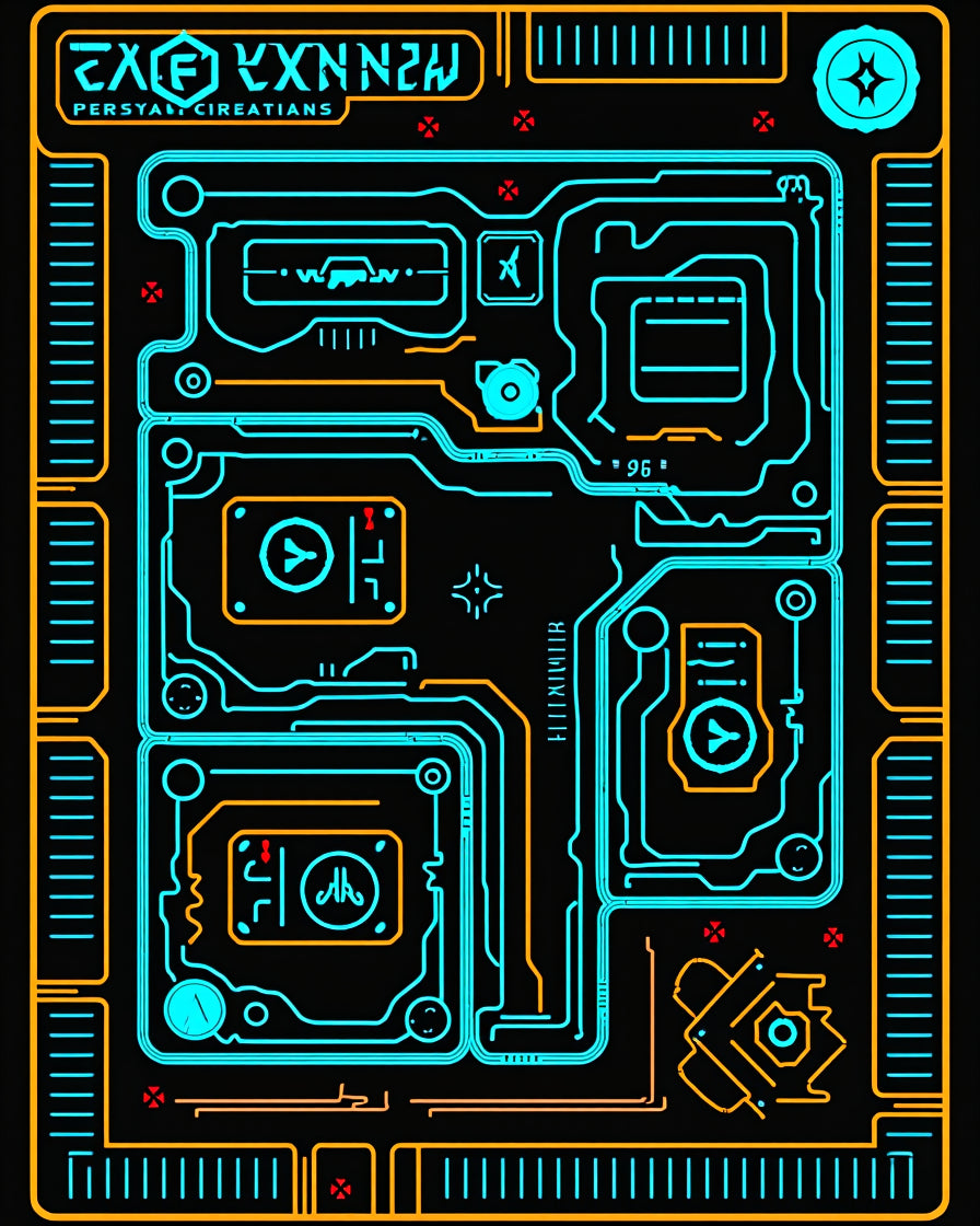 Futuristic Circuit Board Design Rug