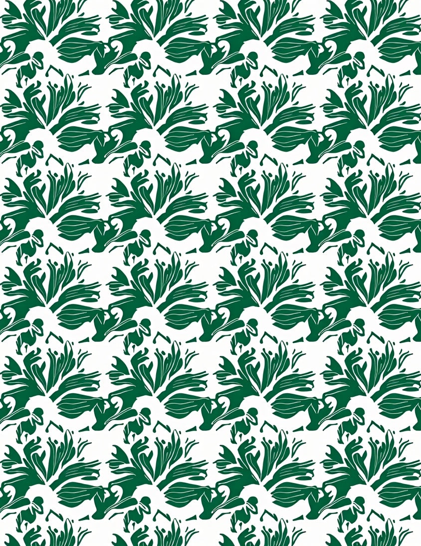 Green Leafy Abstract Pattern Rug