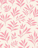 Delicate Pink Leaf Pattern Accent Rug
